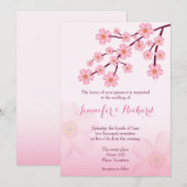 Cherry Blossom Pink Sakura Blumenhochzeit Einladung (Vorne/Hinten)