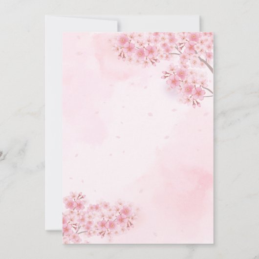 Cherry Blossom Pink Sakura Brautparty Einladung (Rückseite)