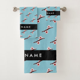 Cherry Blossom, Pink Sakura, Ihr Name Badhandtuch Set