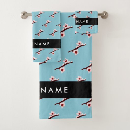 Cherry Blossom, Pink Sakura, Ihr Name Badhandtuch Set (Insitu)