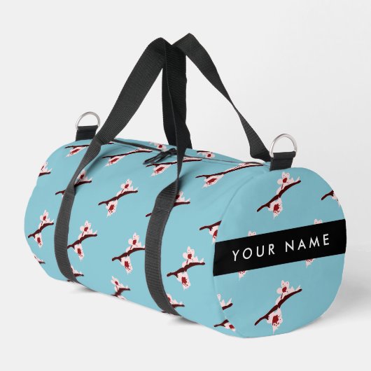 Cherry Blossom, Pink Sakura, Ihr Name Duffle Bag (Linke Seite)