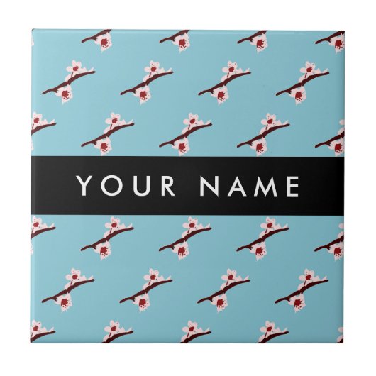 Cherry Blossom, Pink Sakura, Ihr Name Fliese (Vorderseite)