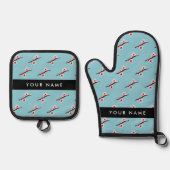 Cherry Blossom, Pink Sakura, Ihr Name Ofenhandschuh & Topflappen-Set (Vorderseite)