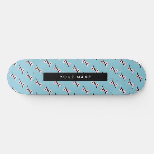Cherry Blossom, Pink Sakura, Ihr Name Skateboard (Horizontal)