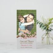 Cherry Blossom Pink Silver Save the Date Foto (Stehend Vorderseite)