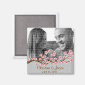Cherry Blossom Pink Silver Save the Date Foto Magnet (Vorderseite/Rückseite)