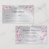 Cherry Blossom Pink Silver Terminierungskarte Visitenkarte (Vorne/Hinten)