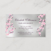 Cherry Blossom Pink Silver Terminierungskarte Visitenkarte (Rückseite)