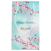 Cherry Blossom Pink Türkis Custom Geburtstag Kleine Geschenktüte (Vorderseite)