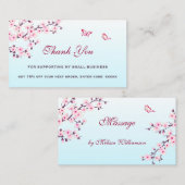 Cherry Blossom Pink Türkis Danke, dass Sie Rabatt Visitenkarte (Vorne/Hinten)