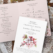 Cherry Blossom Pink und White Wedding Programm