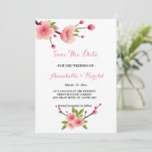 Cherry Blossom Pink Weiß Save the Date (Stehend Vorderseite)