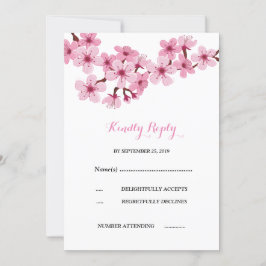 Cherry Blossom Pink Weiße Blumenhochzeit RSVP