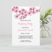 Cherry Blossom Pink Weiße Blumenpartei Einladung (Stehend Vorderseite)
