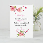 Cherry Blossom Pink Weiße grüne Blume Vielen Dank Dankeskarte (Stehend Vorderseite)