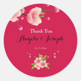 Cherry Blossom Pink Weißer Rundaufkleber Runder Aufkleber