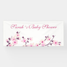 Cherry Blossom Pink White Baby Dusche Banner