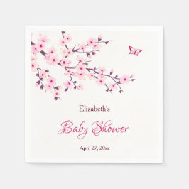 Cherry Blossom Pink White Baby Dusche Serviette