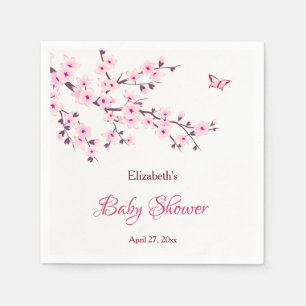 Cherry Blossom Pink White Baby Dusche Serviette