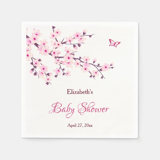 Cherry Blossom Pink White Baby Dusche Serviette (Vorderseite)