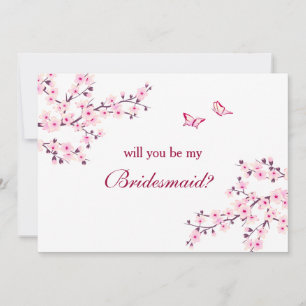 Cherry Blossom Pink White Bridesmaid Einladung