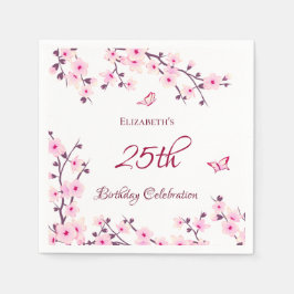 Cherry Blossom Pink White Custom Geburtstag Serviette
