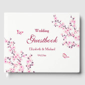 Cherry Blossom Pink White Custom Wedding Gästebuch (Vorderseite)