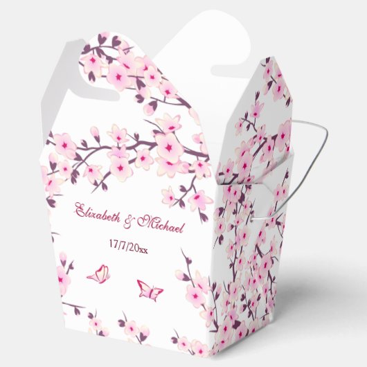 Cherry Blossom Pink White Custom Wedding Geschenkschachtel (Geöffnet)