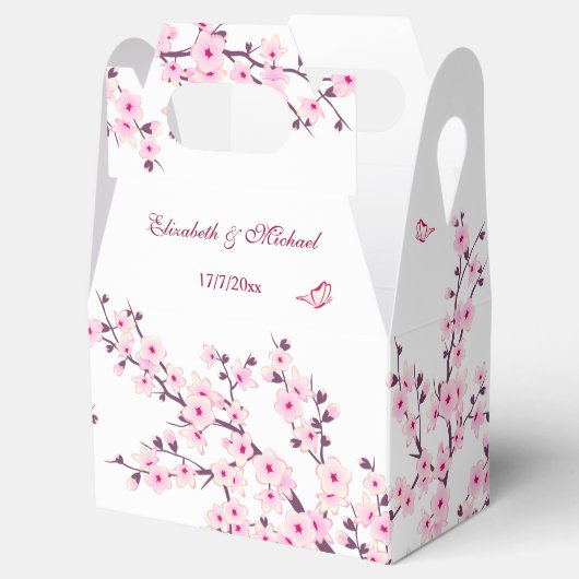 Cherry Blossom Pink White Custom Wedding Geschenkschachtel (Geöffnet)