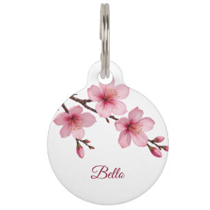 Cherry Blossom Pink White Dog Name Your Address Haustiermarke