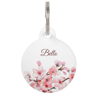 Cherry Blossom Pink White Dog Name Your Address Haustiermarke
