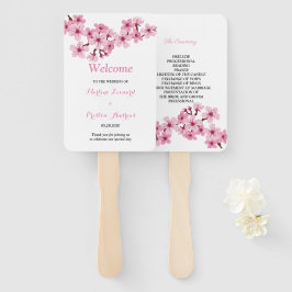 Cherry Blossom Pink White Flora Hochzeitsprogramm Fächer