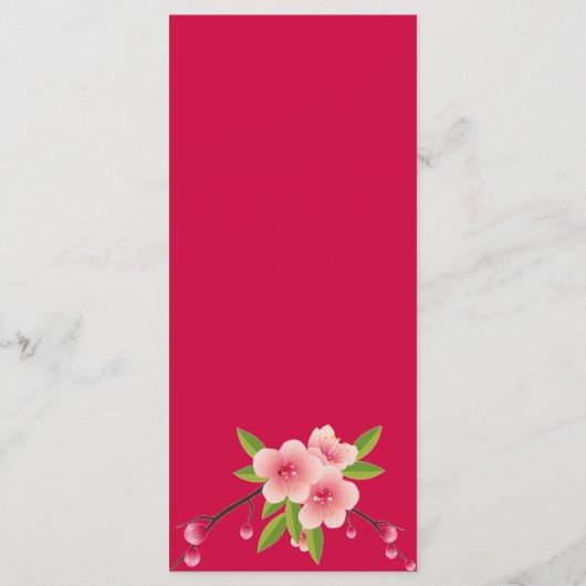 Cherry Blossom Pink White Flora Wedelmenü Programm (Rückseite)