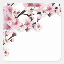Cherry Blossom Pink White Gastgeschenk Hochzeit St Quadratischer Aufkleber