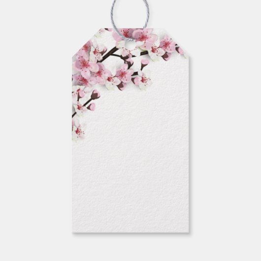 Cherry Blossom Pink White Gastgeschenk Hochzeit Ta Geschenkanhänger (Rückseite)