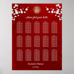 Cherry Blossom Pink White Hochzeit Poster