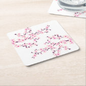 Cherry Blossom Pink White Rechteckiger Pappuntersetzer (angewinkelt)