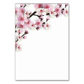 Cherry Blossom Pink White Wedding Cards Tischnummer (Rückseite)