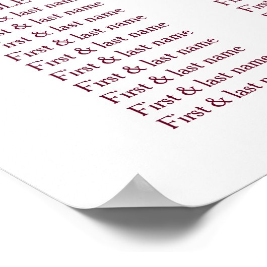 Cherry Blossom Pink White Wedding Chart Poster (Ecke)