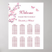 Cherry Blossom Pink White Wedding Chart Poster (Vorne)