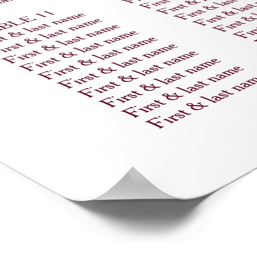 Cherry Blossom Pink White Wedding Chart Poster (Ecke)