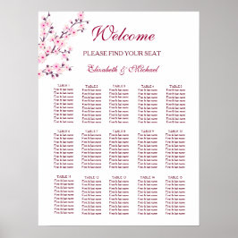 Cherry Blossom Pink White Wedding Chart Poster