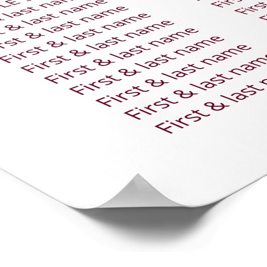 Cherry Blossom Pink White Wedding Chart Poster (Ecke)