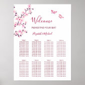 Cherry Blossom Pink White Wedding Chart Poster (Vorne)