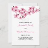 Cherry Blossom Pink White Wedding Einladung (Vorderseite)