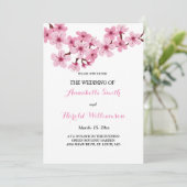 Cherry Blossom Pink White Wedding Einladung (Stehend Vorderseite)