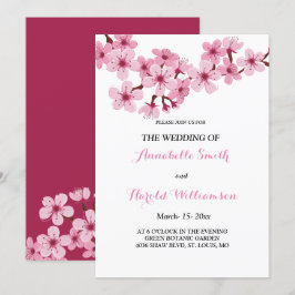 Cherry Blossom Pink White Wedding Einladung