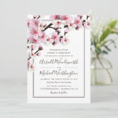 Cherry Blossom Pink White Wedding Einladungen (Stehend Vorderseite)