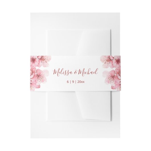 Cherry Blossom Pink White Wedding Einladungsbanderole (Vorderseite Beispiel)