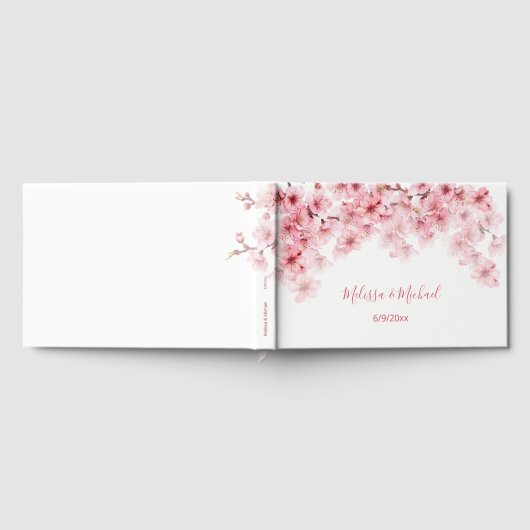 Cherry Blossom Pink White Wedding Gästebuch (Voll)